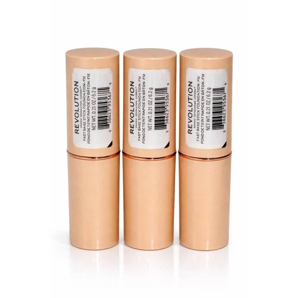 Makeup Revolution Fast Base Stick Foundation F12 0.21oz / 6.2g – Lot of 3 – New